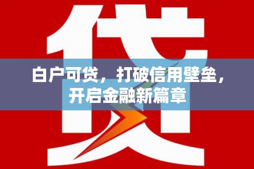 城东白户可贷，打破信用壁垒，开启金融新篇章