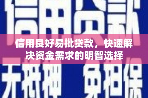 城东信用良好易批贷款，快速解决资金需求的明智选择