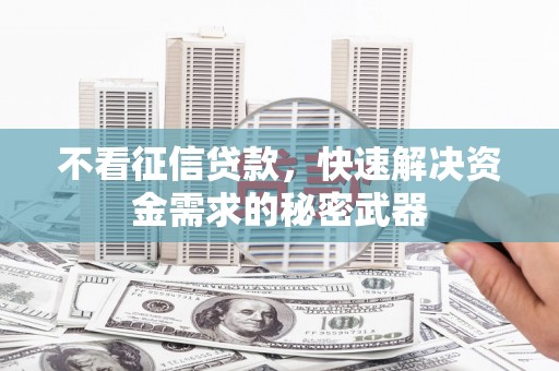 城东不看征信贷款，快速解决资金需求的秘密武器