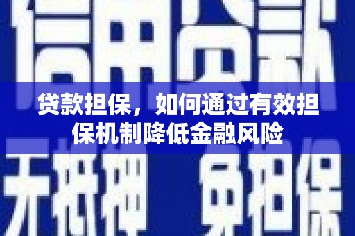 城东贷款担保，如何通过有效担保机制降低金融风险